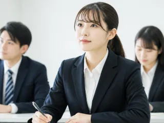 作業着とヘルメットを着用して機械を確認する社員たち